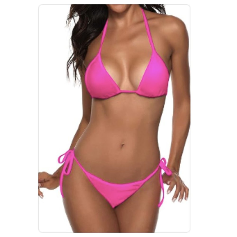 BARBIE Britney Spears Bikini Two Piece Swimsuit Halter String Triangle XS PINK